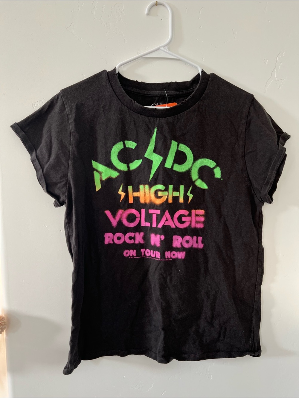 Chaser Black Short Sleeve Tee with Neon Green, Orange & Pink Graphic